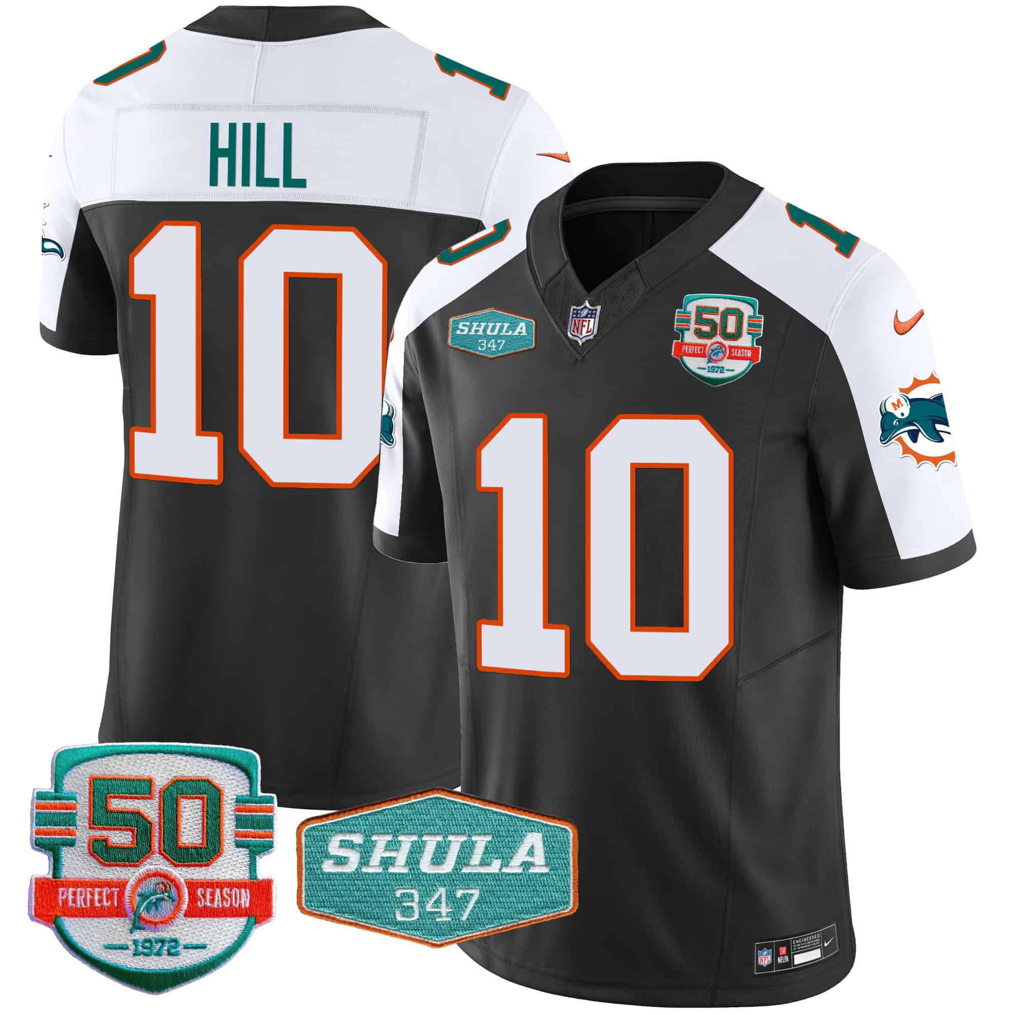 Men Miami Dolphins #10 Hill Black 2024 Nike Throwback Shula 347 Patch Vapor NFL Jersey->indianapolis colts->NFL Jersey